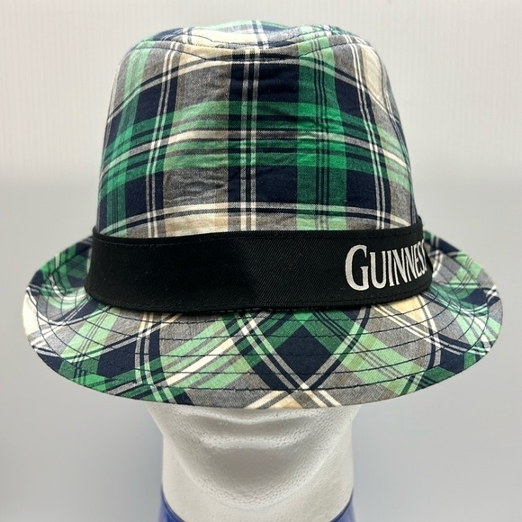 Guinness Fedora Green Plaid Short Brim Bucket Hat EUC St Patrick’s St Patty’s - Picture 1 of 8